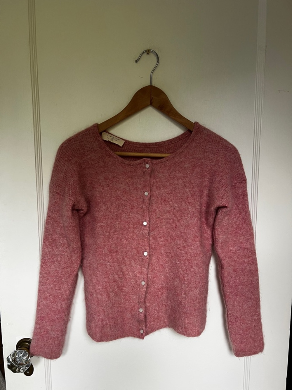 Women's Pink Button-Front Knit Sweater Cardigan